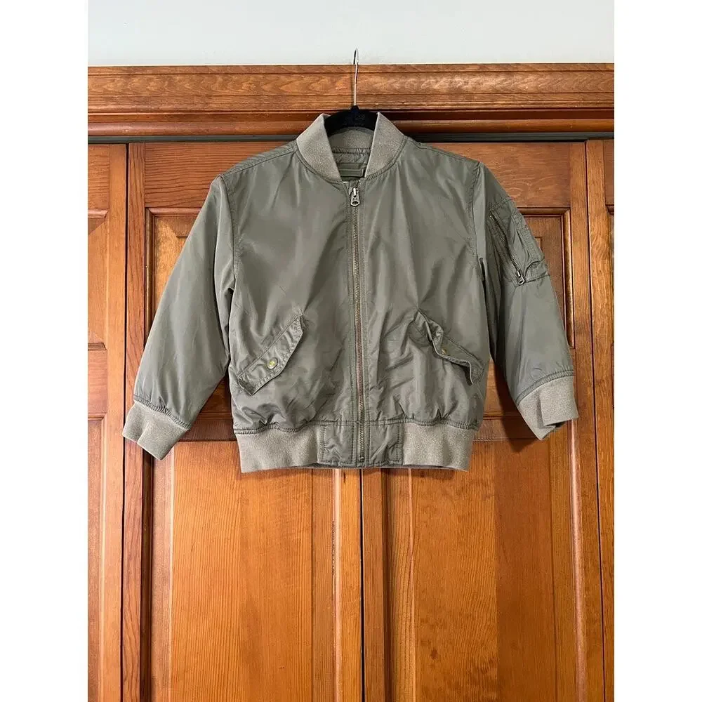 Gap Kids Bomber Jacket Boys Olive Green Utility Flight Jacket Size S 6-7